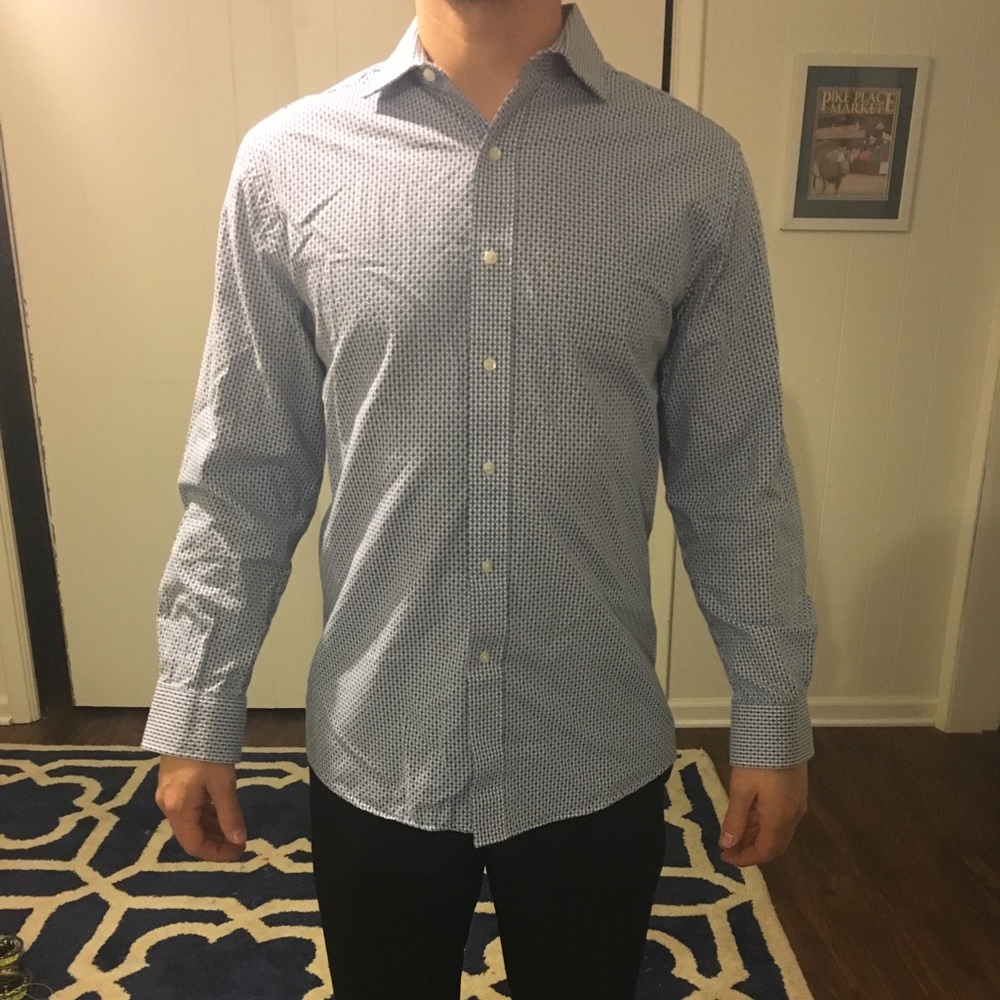 Blue patterned dress shirt